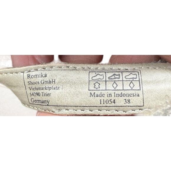 Romika Fidschi Gold Leather Adjustable Wedge Sandals Womens 8 Size 38 Shimmer - Picture 8 of 8